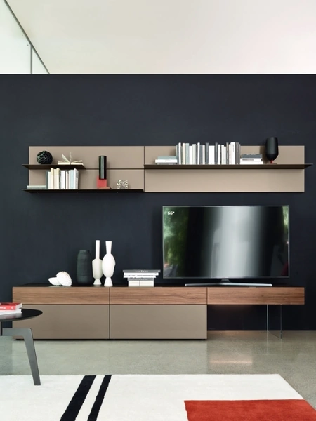 Mobile Porta Tv Base Lampo Basic 30 in laccato opaco e  Noce di Sangiacomo