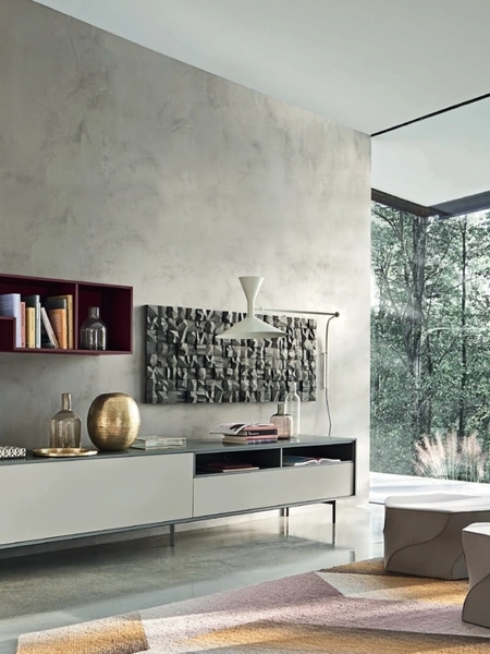 Mobile Porta Tv  Base Open con riquadro 37 in laccato opaco di Sangiacomo