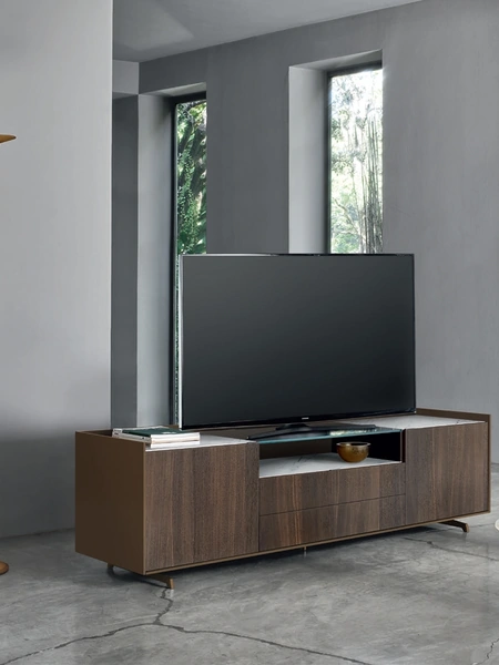 Mobile Porta Tv Cabaret 14C in Rovere termotrattato e top in ceramica di Sangiacomo