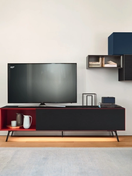 Mobile Porta Tv Domino Mono in laccato opaco di Sangiacomo