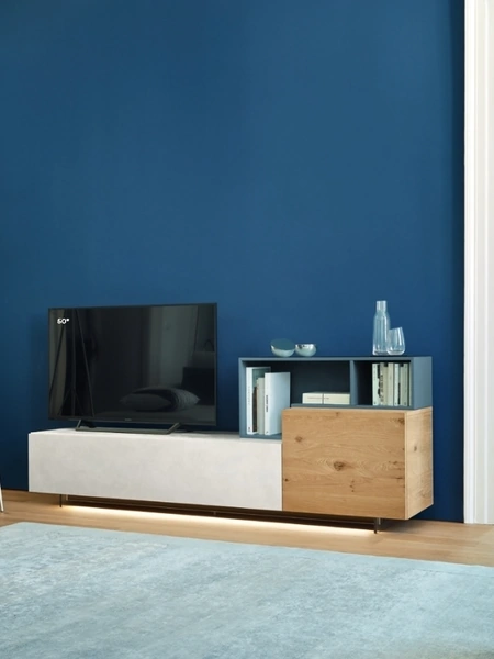 Mobile Porta Tv Lampo Open 9 in Rovere nodato e materico Loto Natura di Sangiacomo