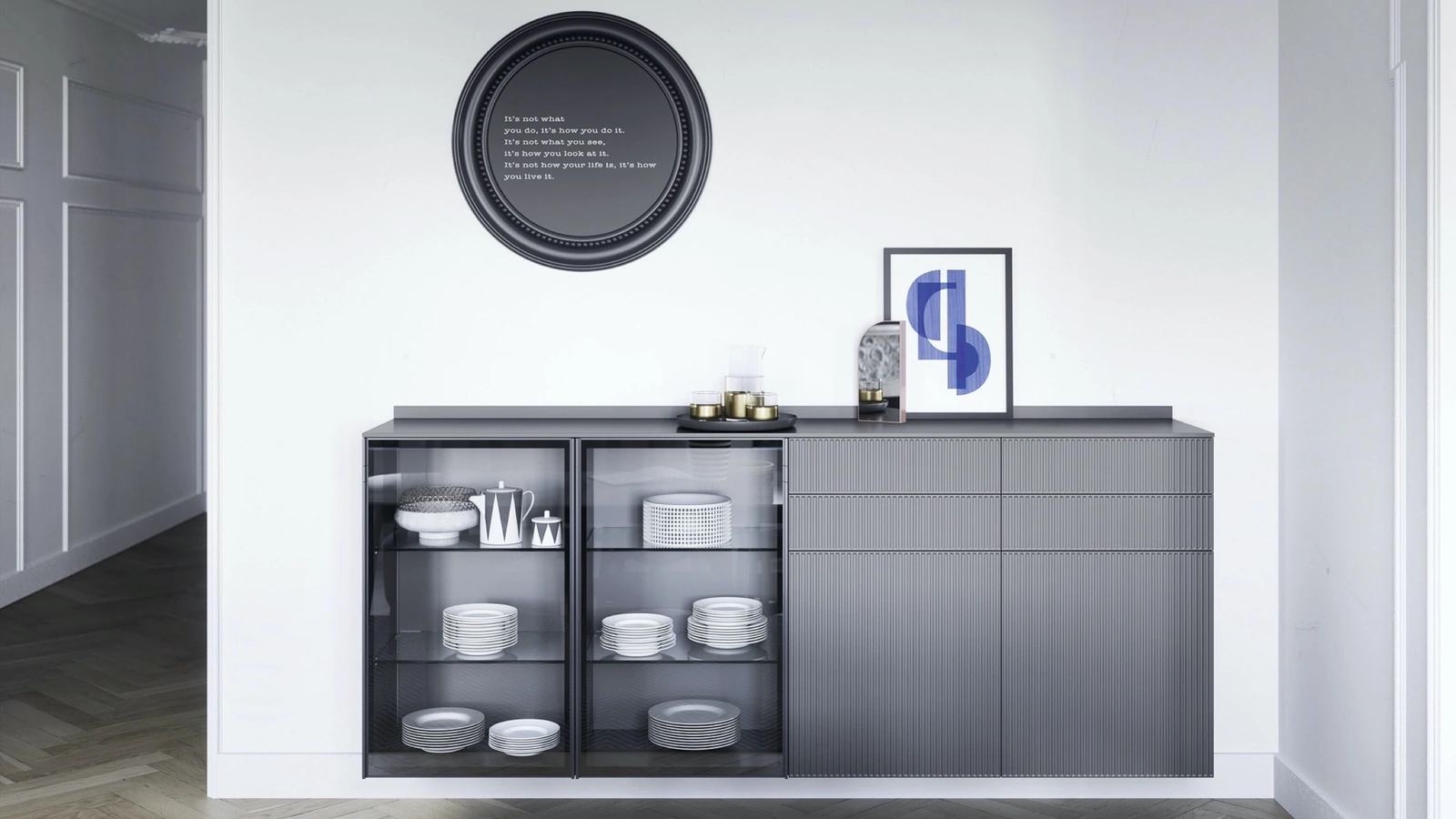 Mobile sospeso Box 18 in laccato Grigio di Novamobili