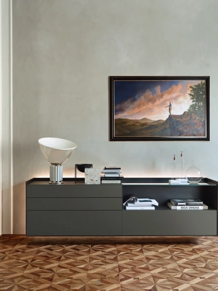 Mobile sospeso Cabaret 84B SX in laccato Antracite opaco di Sangiacomo