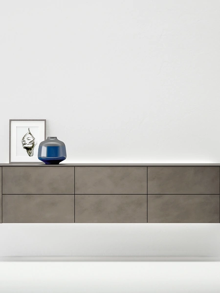 Mobile sospeso in laccato effetto metallo con fianchi tondi Side di Caccaro