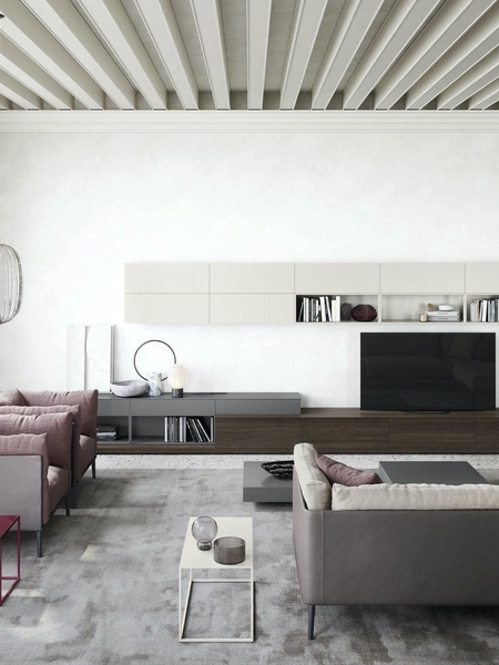 Parete Attrezzata Box 18 Rays in legno e laccato opaco di Novamobili