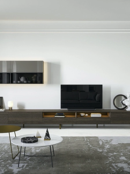 Parete Attrezzata Box 18 Rovere Terra e vetro di Novamobili