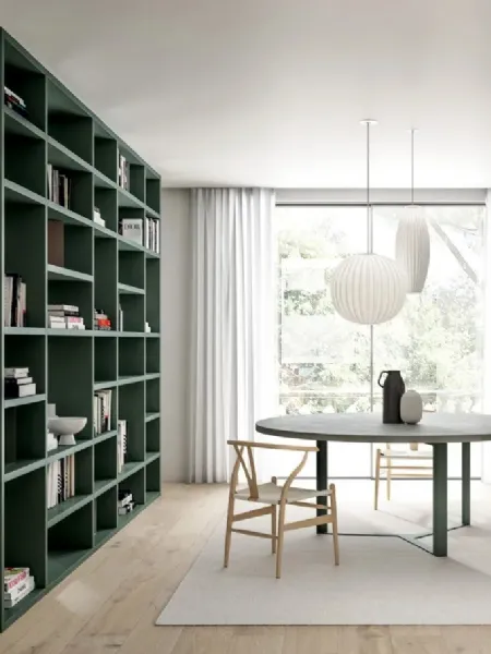 Parete Attrezzata sospesa Line Up 15 in nobilitato design vintage e concrete e laccato opaco roccia di Dielle Modus