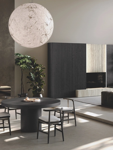 Parete Attrezzata Lab Gres in bilaminato legno rovere black e gres di Binova