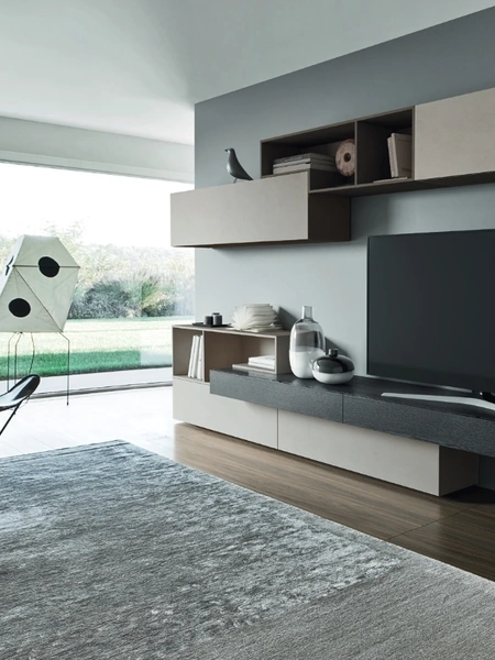 Parete Attrezzata Lampo L6C02 in legno e melaminico di Sangiacomo