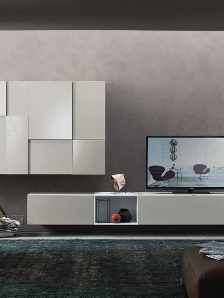 Parete Attrezzata Lampo L6C11 in laccato opaco e lucido di Sangiacomo