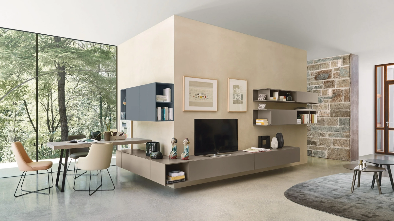 Parete Attrezzata angolare Lampo L6C12 A in laccato opaco di Sangiacomo