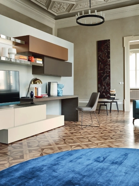 Parete Attrezzata Lampo L6C23 in laccato Creta opaco di Sangiacomo