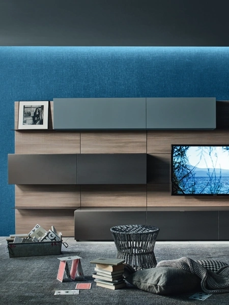 Parete Attrezzata Lampo L6C26 in laccato opaco di Sangiacomo