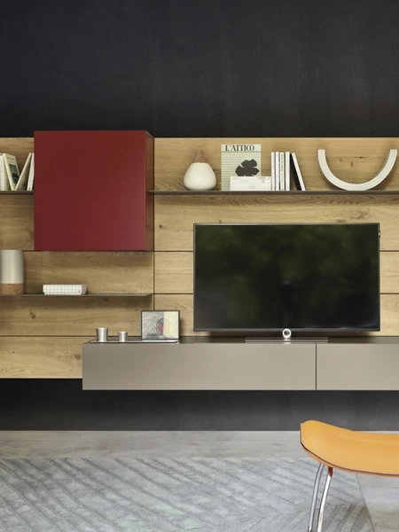 Parete Attrezzata Lampo L6C27 in laccato opaco di Sangiacomo