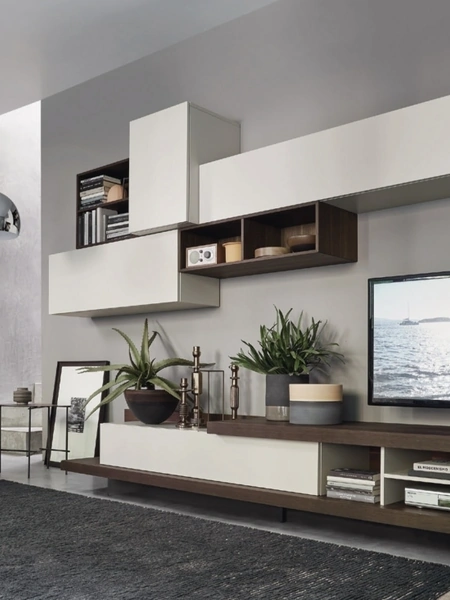 Parete Attrezzata Lampo L6C37 in legno e laccato di Sangiacomo