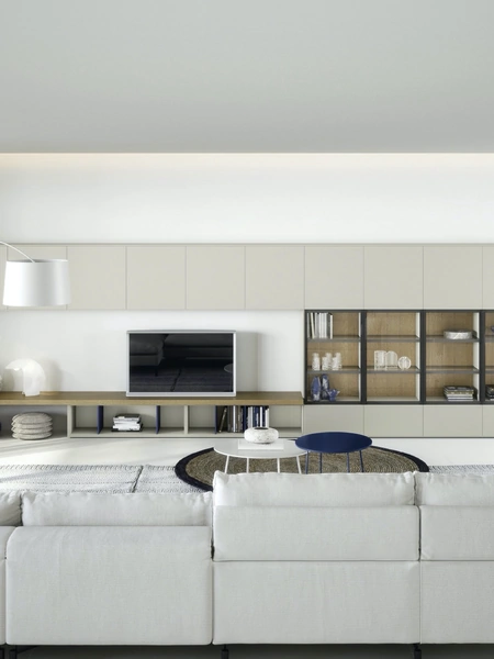 Parete Attrezzata Mensole e piani a muro 01 in laccato opaco e legno di Novamobili