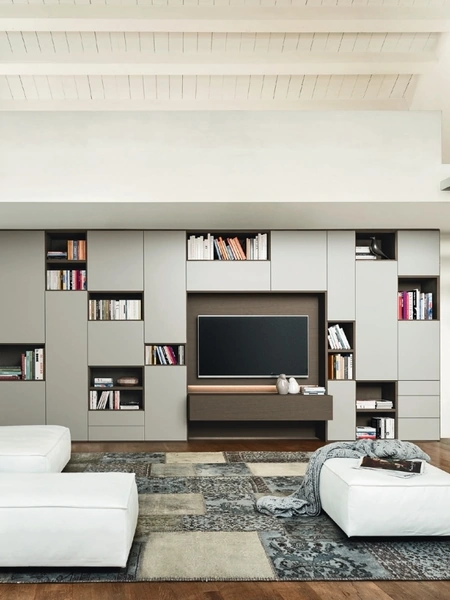 Parete Attrezzata Modo M6C67 in laccato opaco Corda di Sangiacomo