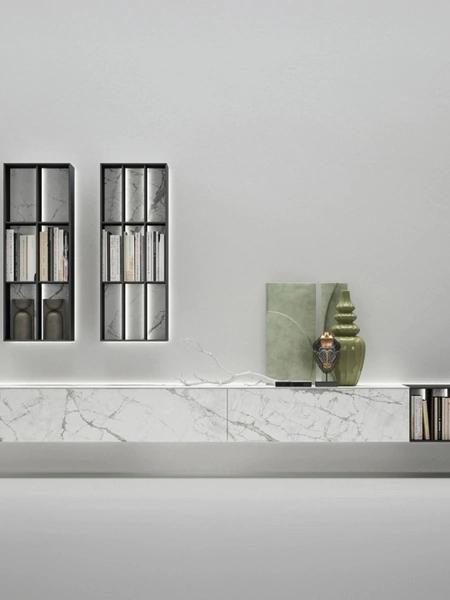 Parete Attrezzata in gres Freedhome Moduli componibili con luci di Caccaro