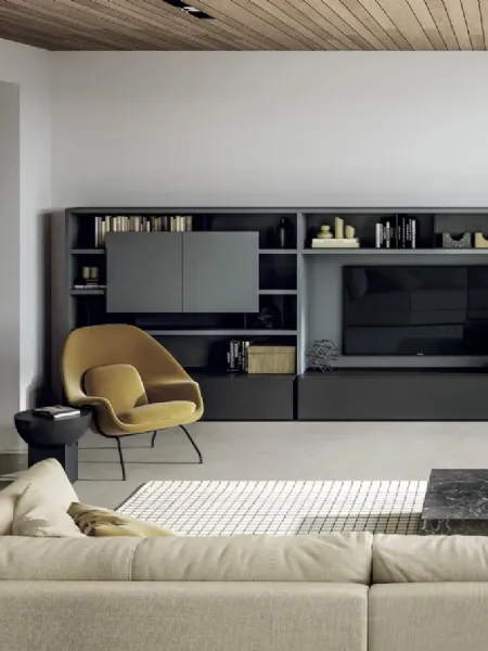 Parete Attrezzata Line Up 14 in laccato opaco di Dielle Modus