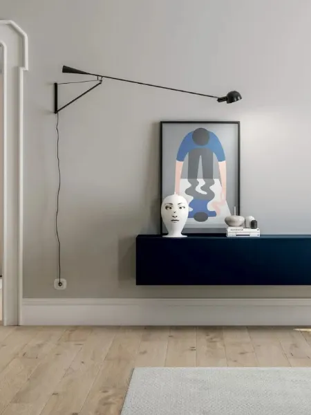 Parete Attrezzata sospesa Line Up 09 in laccato opaco Oceano di Dielle Modus