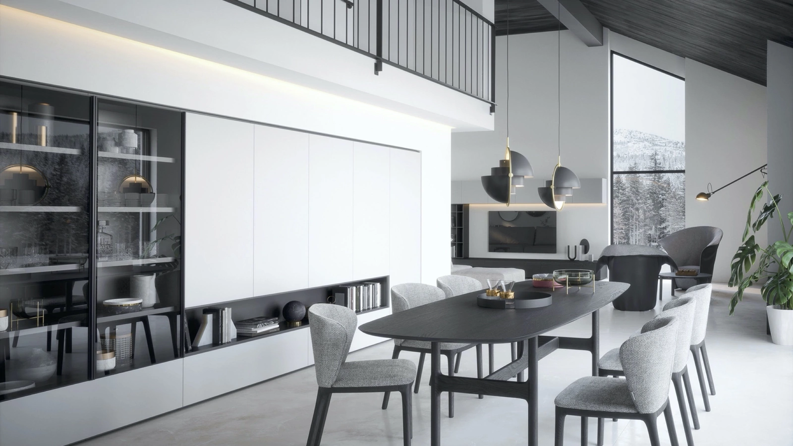 Parete Attrezzata Wall 30 01 in laccato opaco e vetro di Novamobili