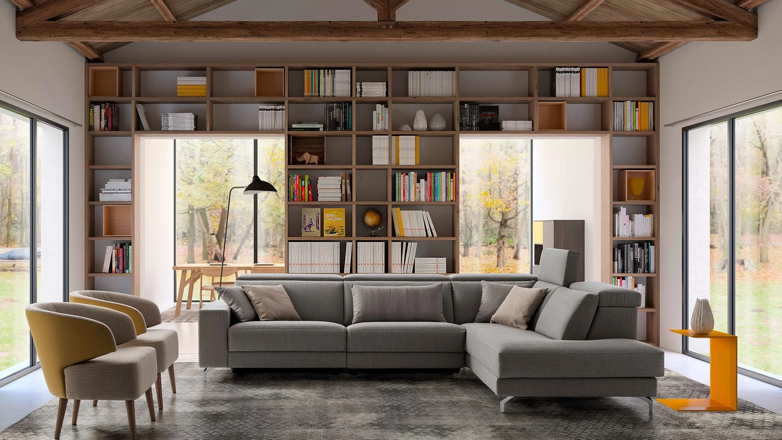 Poltroncina Zoe in tessuto con piedi in legno di Confort Line