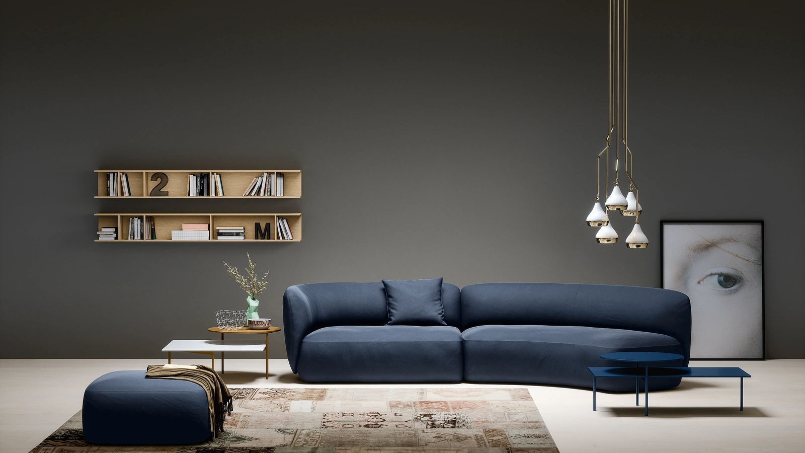 Divano lineare Blossom in tessuto di Novamobili