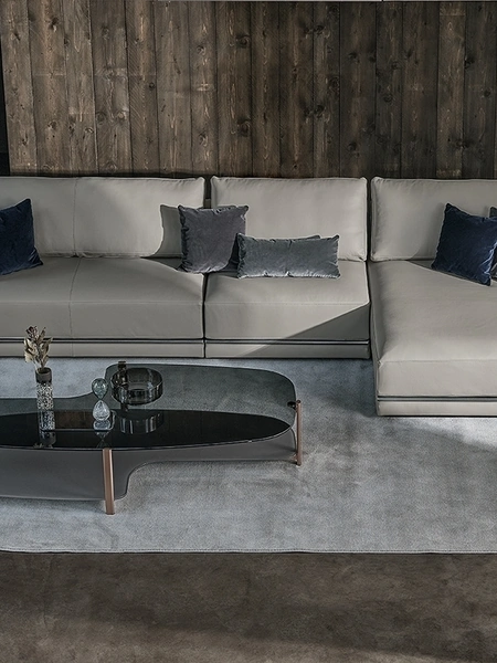 Divano in pelle con penisola Pitagora di Bontempi