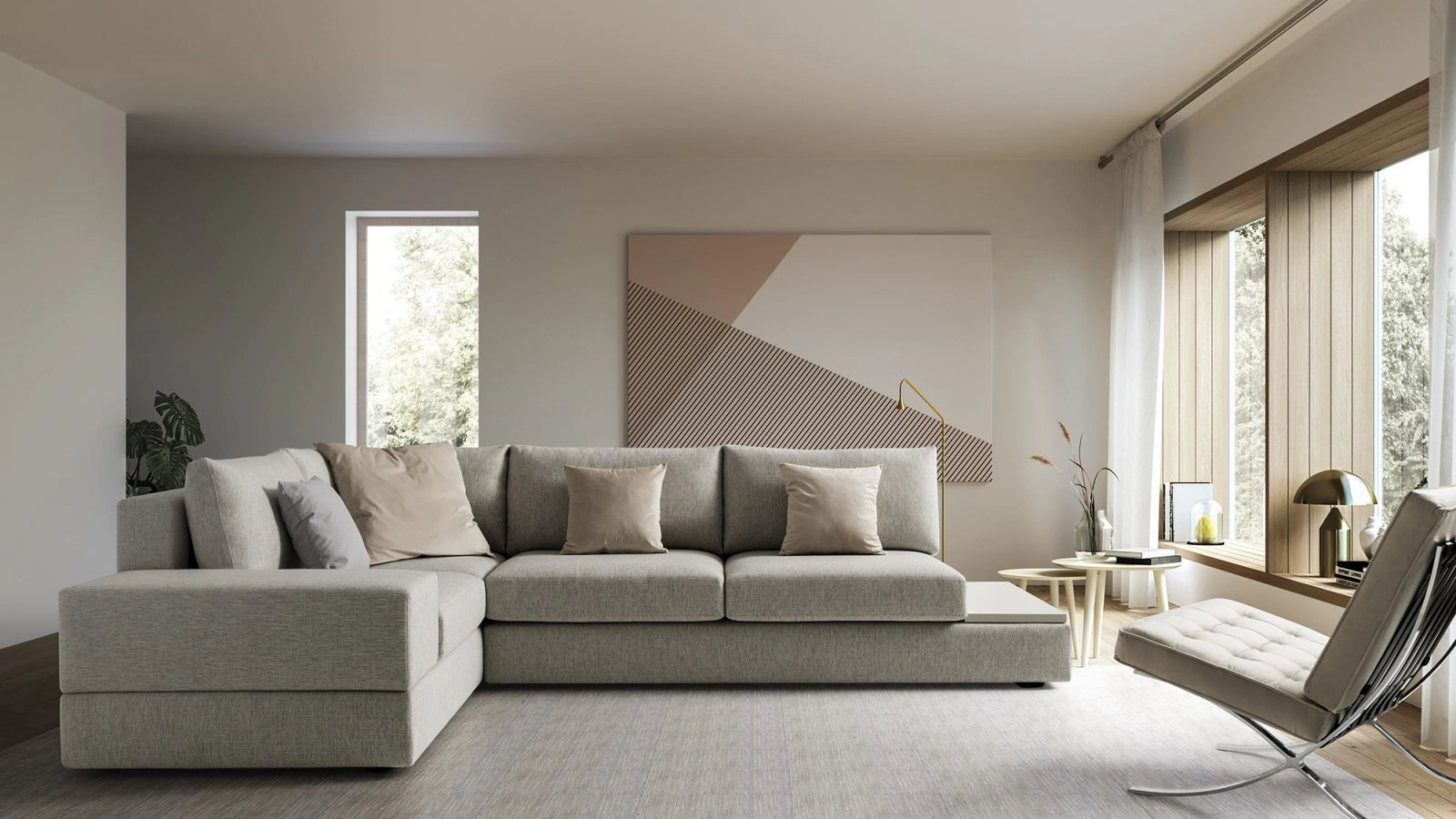 Divano angolare in tessuto imbottito Abaco di Confort Line