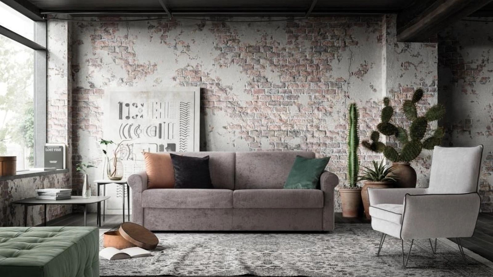 Divano letto lineare in tessuto Lady di Confort Line