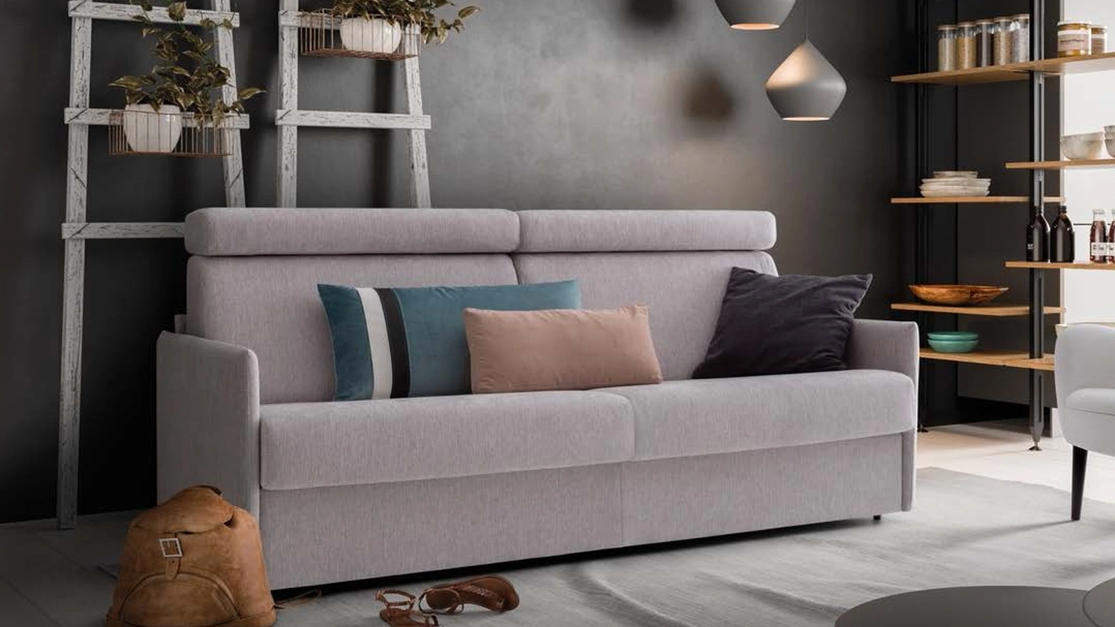 Divano letto lineare in tessuto Penny di Confort Line