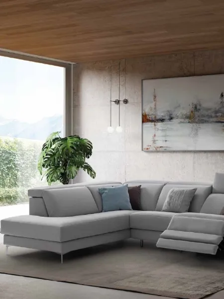 Divano angolare in tessuto con penisola relax reclinabile Polo di Confort Line