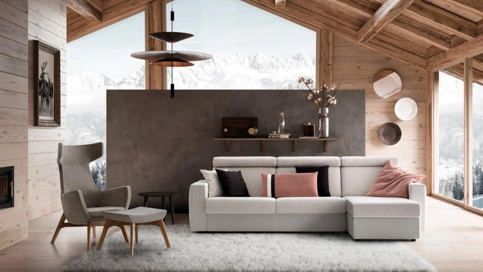 Divano letto in tessuto con penisola contenitore Space di Confort Line