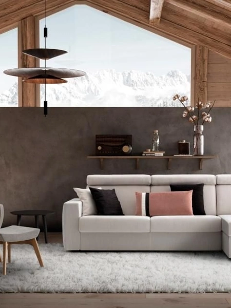 Divano letto in tessuto con penisola contenitore Space di Confort Line