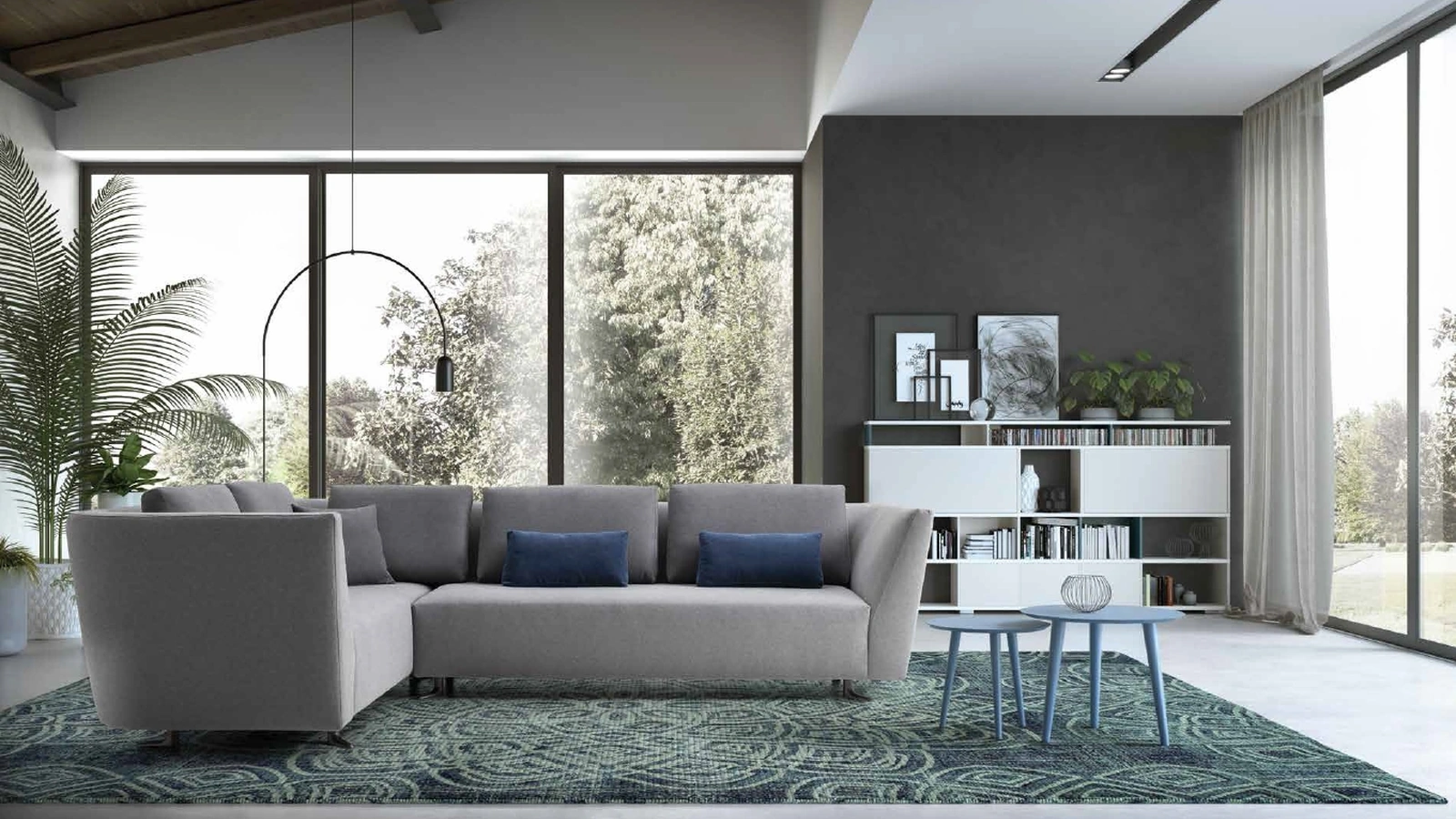 Divano angolare rivestito in tessuto Icona di Confort Line