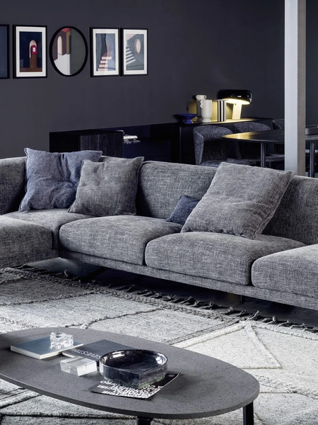 Divano con penisola Noa in tessuto imbottito di Novamobili