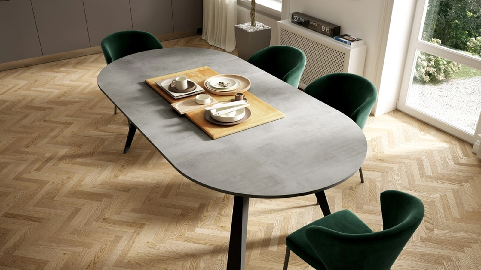 Sedia André in tessuto imbottito con schienale avvolgente di Easyline