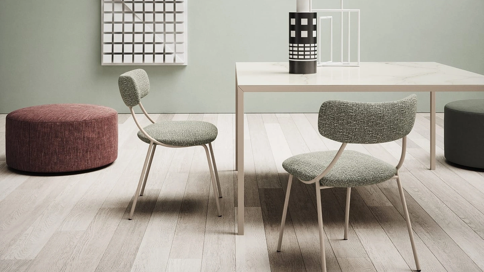 Sedia Yoko in tessuto imbottito di Novamobili