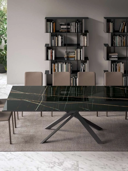 Tavolo allungabile 4x4 in Marble Glass di Ozzio