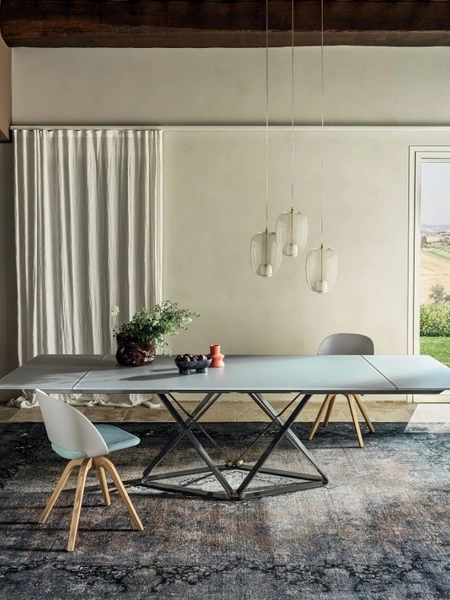 Tavolo allungabile Delta in cristallo di Bontempi