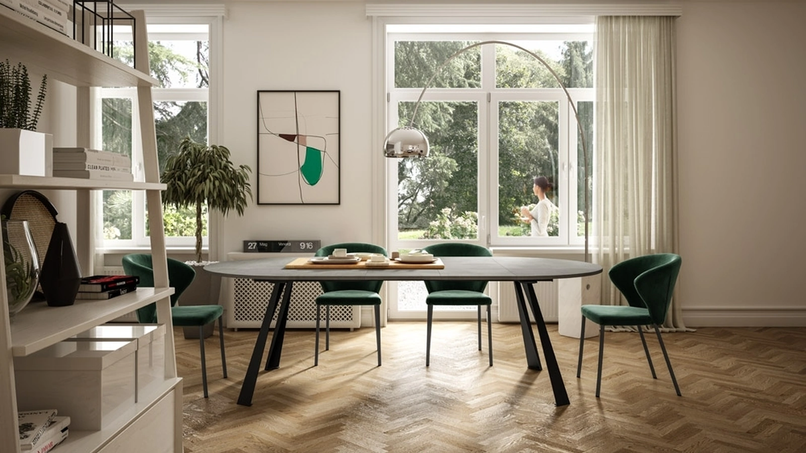 Tavolo rotondo Convivio con top finitura Eco legno Serena di Easyline