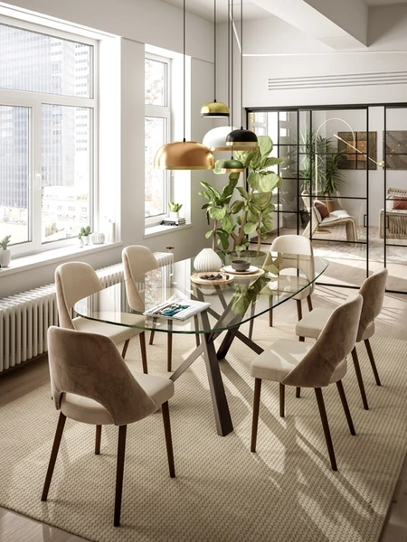 Tavolo Diago con top in cristallo e base in metallo di Easyline