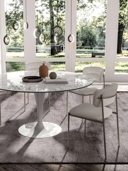 Tavolo rotondo fisso in ceramica Eclipse di Ozzio