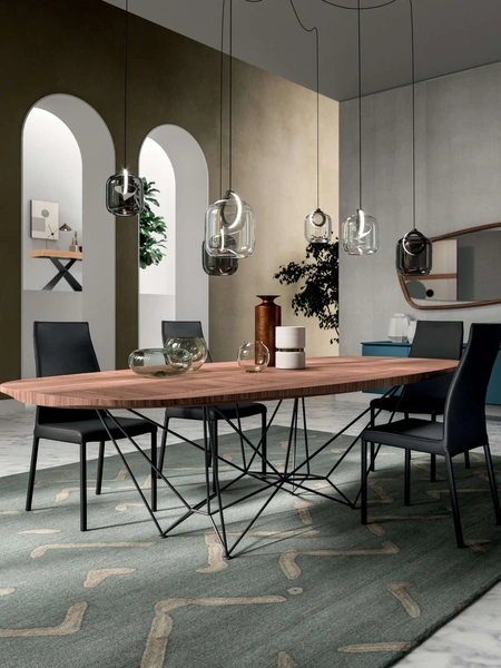 Tavolo in Rovere con base in metallo Fil8 Fisso di Ozzio