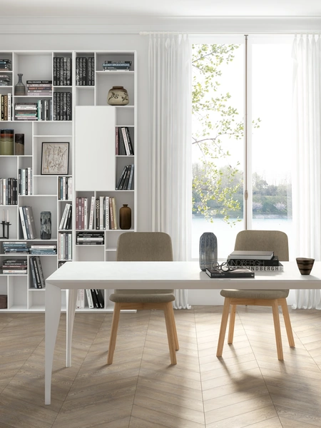 Tavolo Marilyn in laminato bianco con base in metallo laccato di Pointhouse