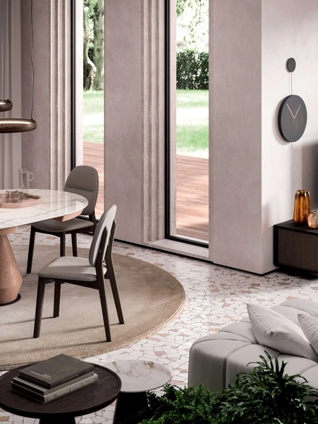 Tavolo allungabile Lycos con top in Marble Glass Calacatta Gold lucido e base in metallo verniciato Bronzo di Ozzio