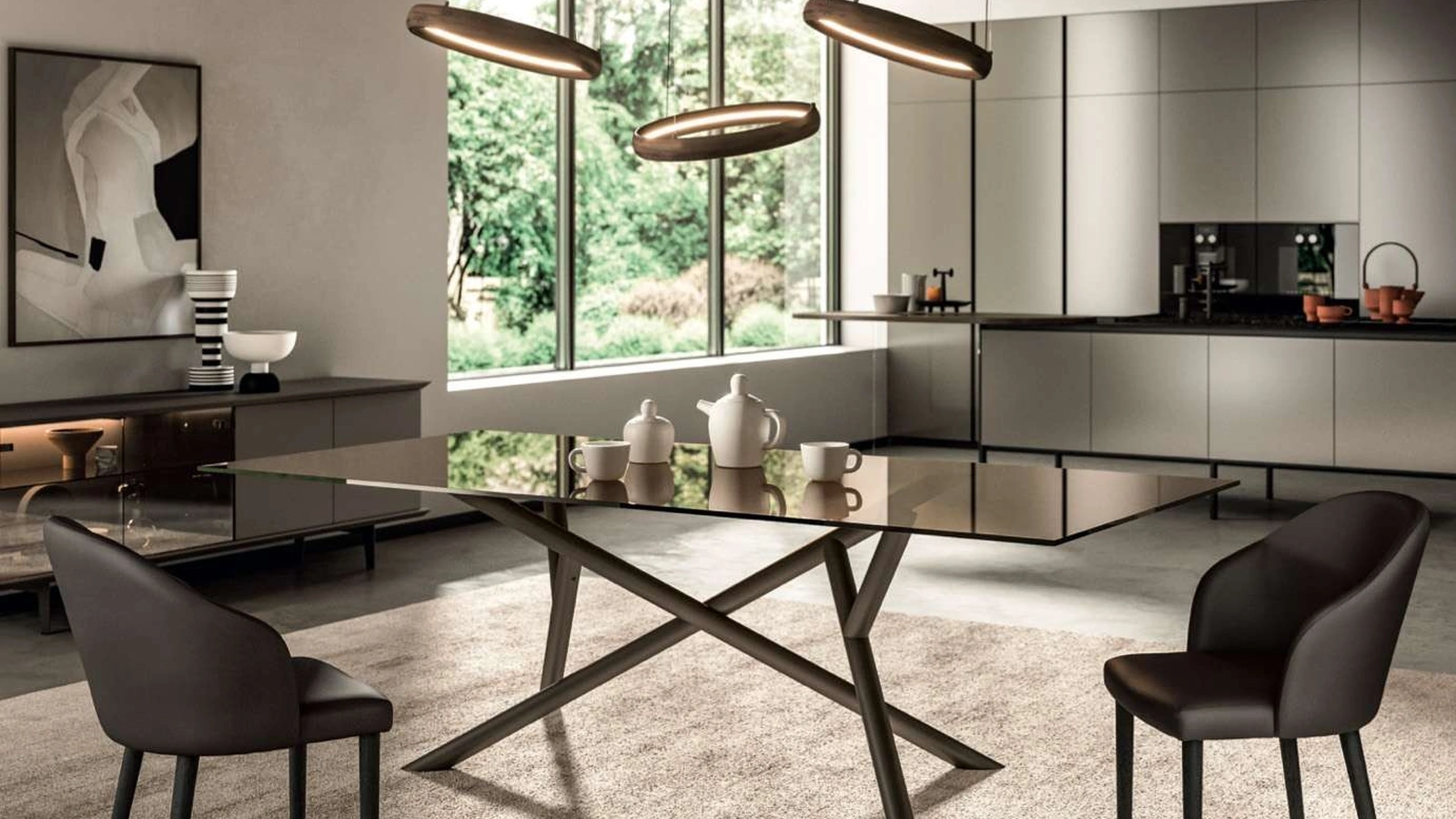 Tavolo fisso Random in vetro di Ozzio