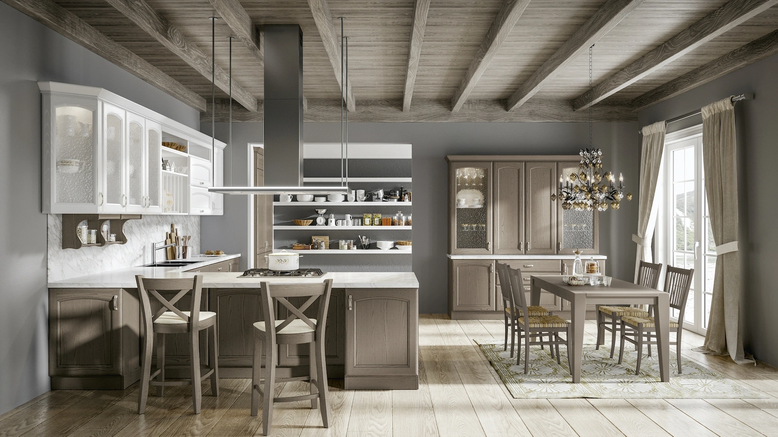 Cucina Classica Cantica con penisola di Home Cucine