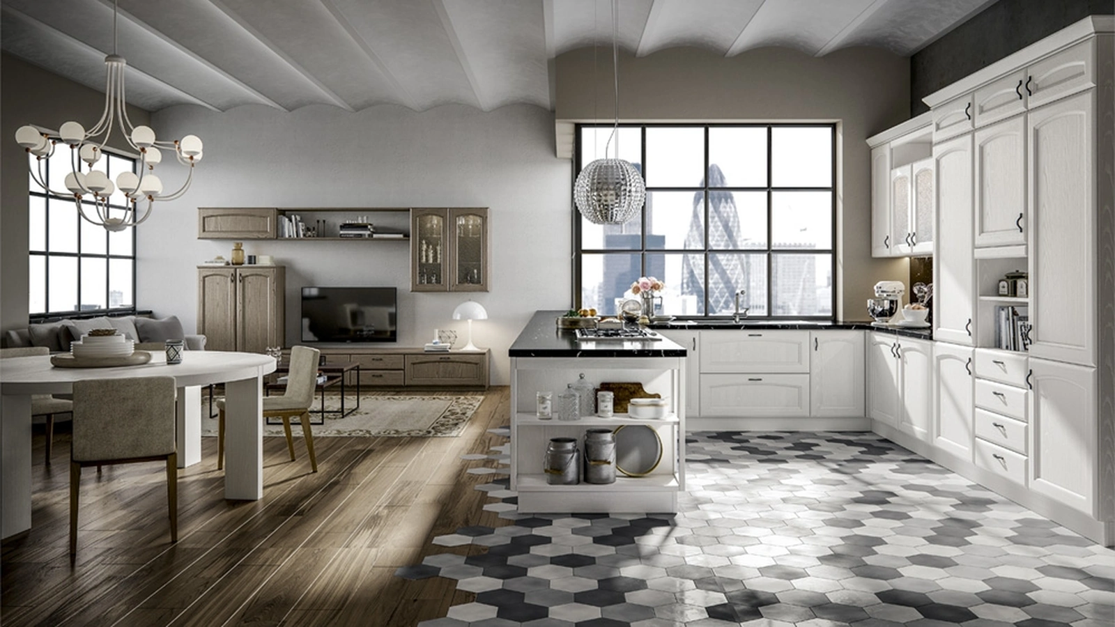 Cucina Classica Cantica con penisola di Home Cucine