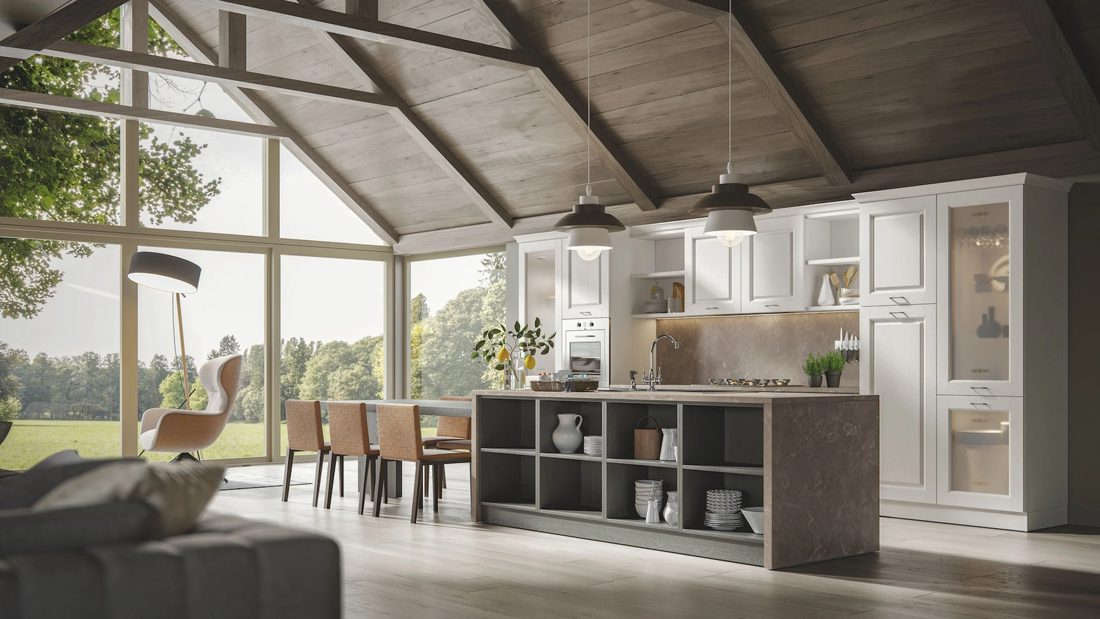 Cucina Classica Contea con isola di Home Cucine